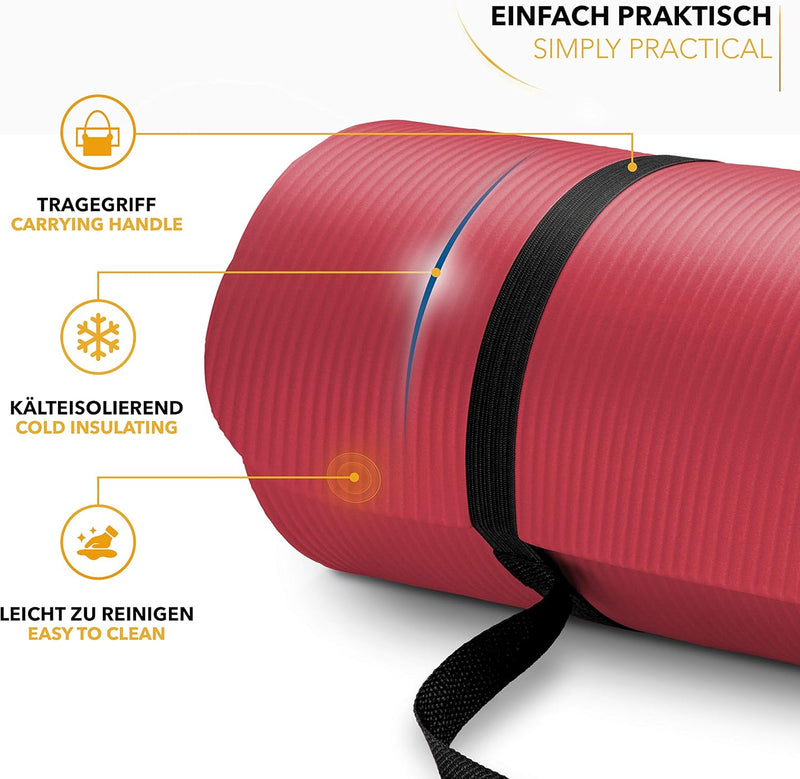 TRESKO Yogamatte Phthalatfrei - Gymnastikmatte rutschfest, Pilatesmatte Fitnessmatte mit Tragegurt,