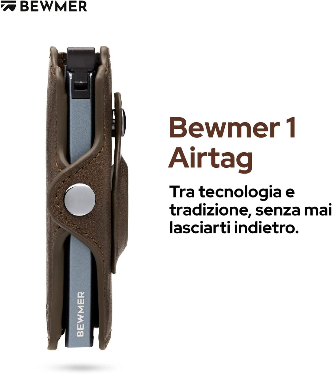 BEWMER Kartenetui 1 für Herren und Damen, kleine Brieftasche mit RFID-Schutz und Clip aus Kohlefaser