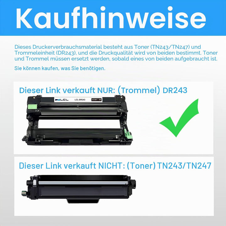 LCL Kompatibel Drum for Black DR-243 DR243 DR243CL DR-243CL (1 Drum) Ersatz für Brother HL-L3210CW H