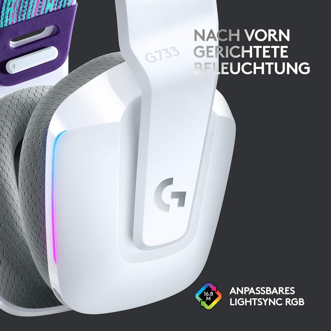 Logitech G733 LIGHTSPEED kabelloses Gaming-Headset mit Kopfbügel, LIGHTSYNC RGB, Blue VO!CE Mikrofon