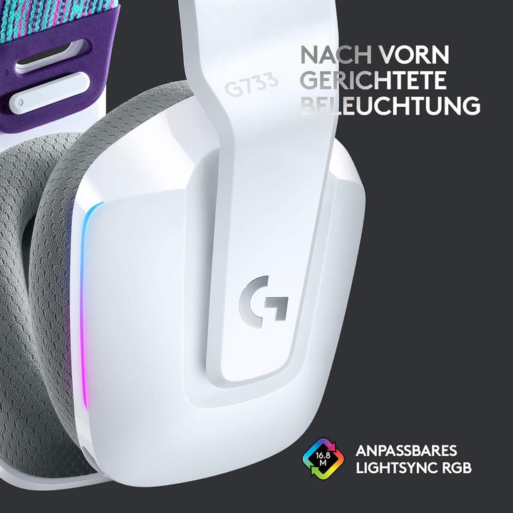 Logitech G733 LIGHTSPEED kabelloses Gaming-Headset mit Kopfbügel, LIGHTSYNC RGB, Blue VO!CE Mikrofon