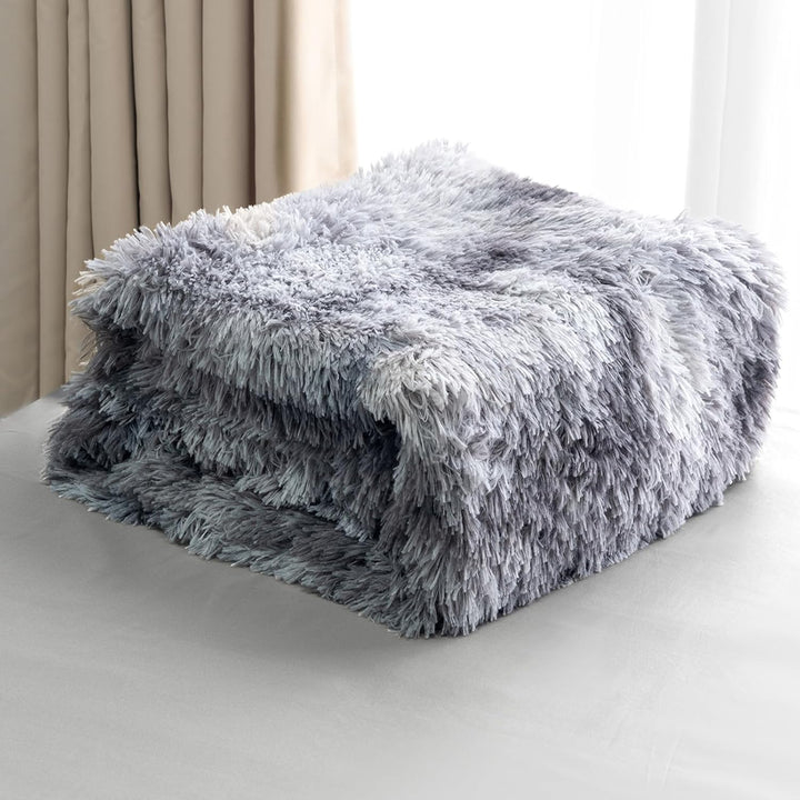 Caregchrisj Kunstfelldecke –Grauweiss Sherpa Schafdecke – Comfort Luxuriöse Flauschige Kuscheldecke