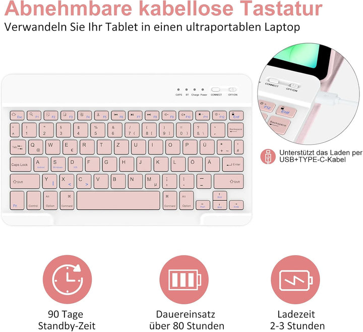 HOTLIFE Tastatur Hülle für Samsung Galaxy Tab А11+/А9+ 11 Zoll 2023/2025, Schutzhülle mit Automatisc
