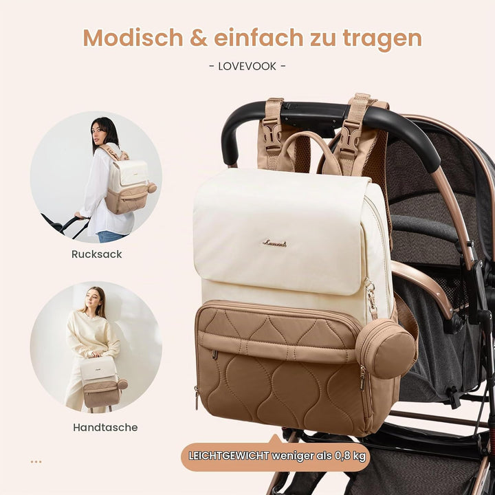 LOVEVOOK Wickelrucksack Gross Wickeltasche Rucksack Diaper Bag für Mama Papa | Lässig Babytasche mit
