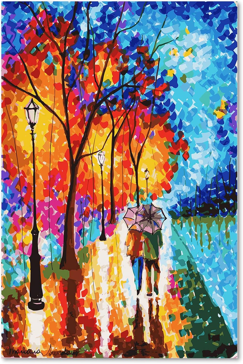 Leinwandbild XXL Herbst Wandbild Kunst für Wohnzimmer Mehrfarbig 80x120 cm 80L x 120B cm M_15414, 80