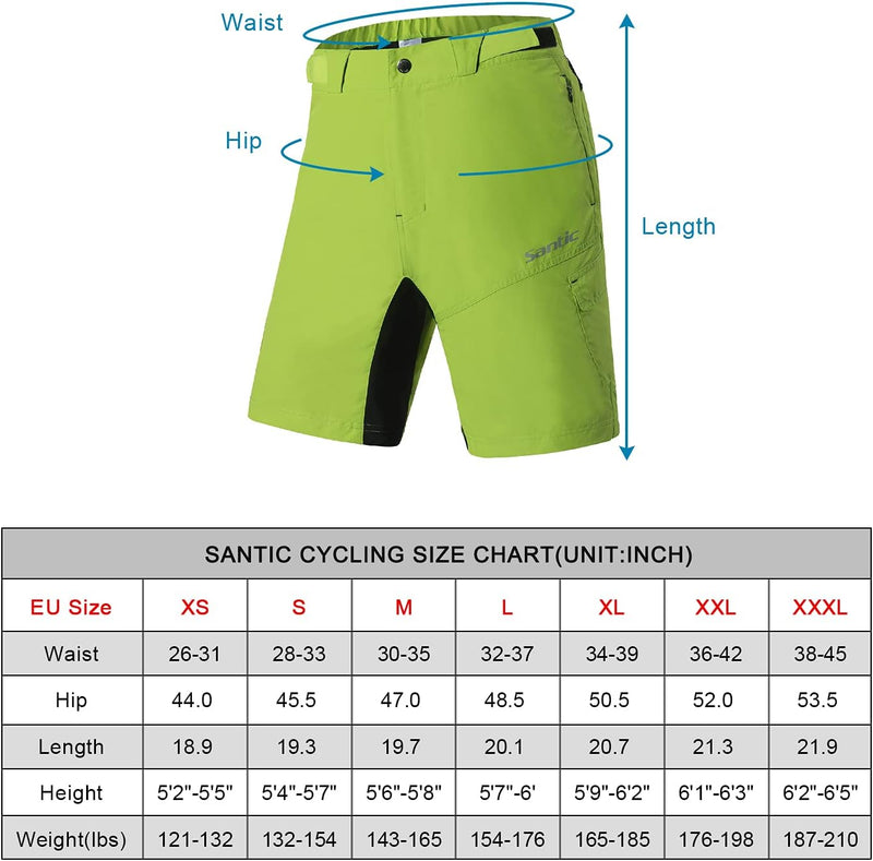 Santic Radhose Herren MTB Hose Herren Fahrradhose, Grün