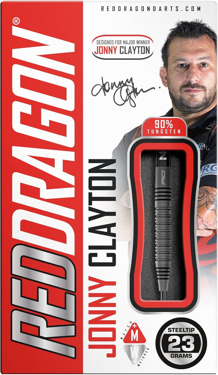 RED DRAGON Jonny Clayton Oxide Auflage Premium Tungsten Darts Set mit Flights und Stielen 23.0 Gramm