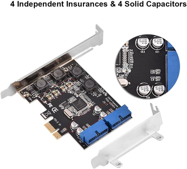 ASHATA USB 3.0 PCI Express Controller, PCI-E Erweiterungskarte 2X intern USB 3.0 19-pin Anschlüsse,S