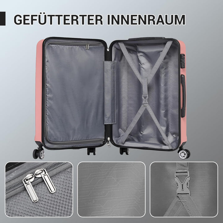 KONO Kofferset 3 Teilig Hartschalenkoffer von ABS Trolley Handgepäck Koffer Gepäck-Sets M-L-XL Reise