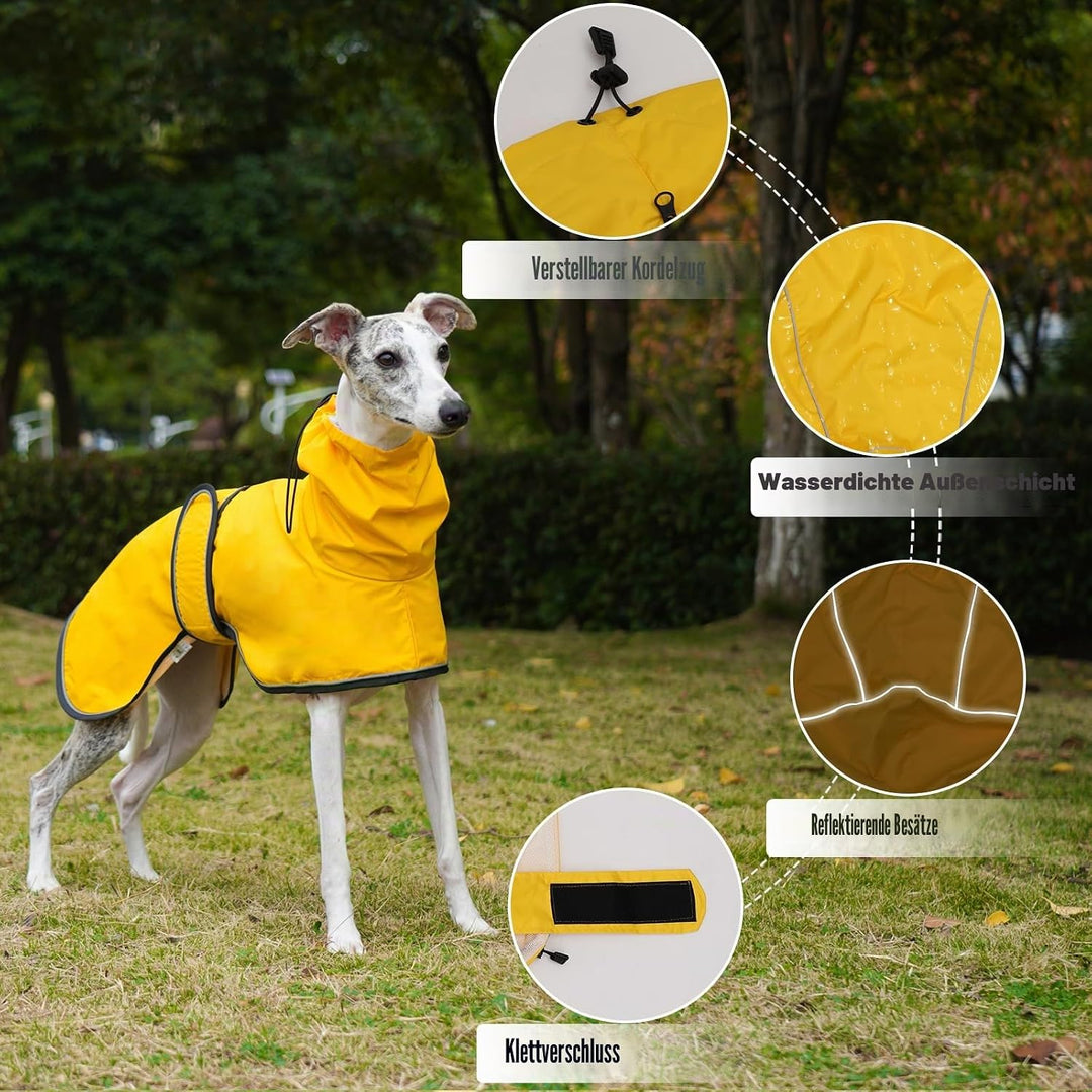 Geyecete Windhund Leicht Hundejacke Regenjacke, Hunderegenmantel Wasserdicht Verstellbar Windhundeja