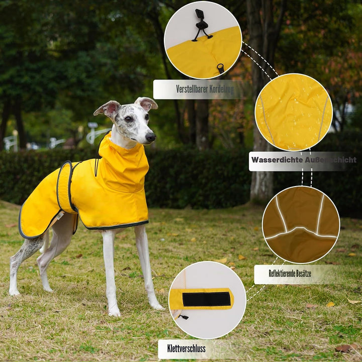 Geyecete Windhund Leicht Hundejacke Regenjacke, Hunderegenmantel Wasserdicht Verstellbar Windhundeja