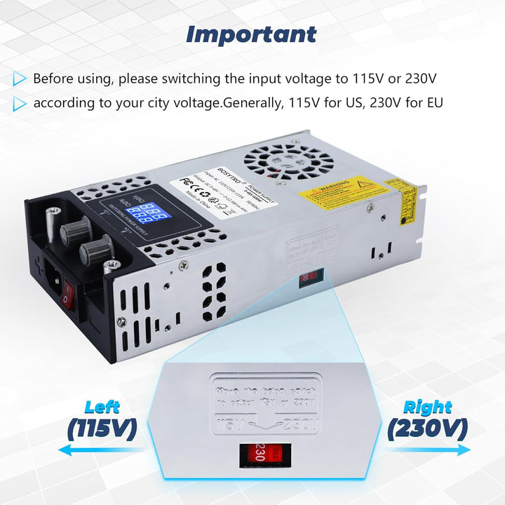 BOSYTRO Regelbares Netzteil 0-12V 0-50A 600W Schaltnetzteil Transformator Power Supply Trafo 230v au
