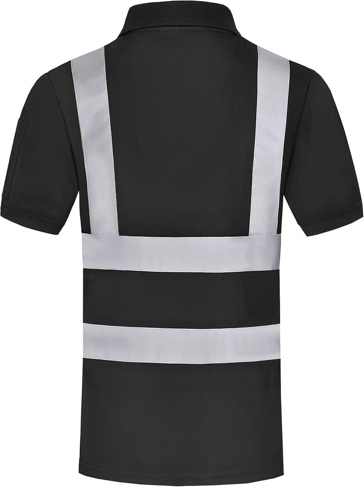 Warnschutz Polo T-Shirt Warnschutzshirt Warnshirt Warnschutz Arbeitskleidung 7 Farben M Kurzarm-schw