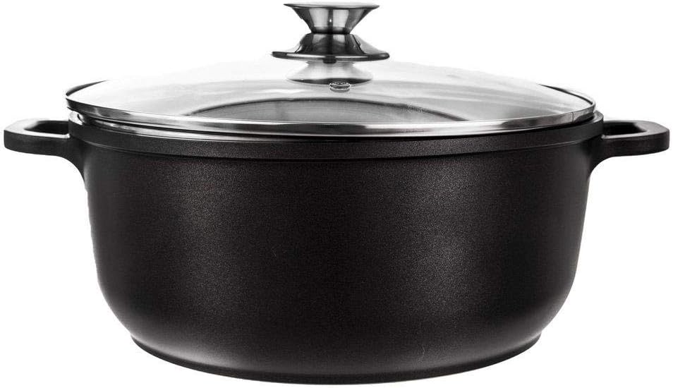 ORION Aluguss Kochtopf | Ø 28 cm | Topf mit Glasdeckel | 7 L | Für Gas und Induktion