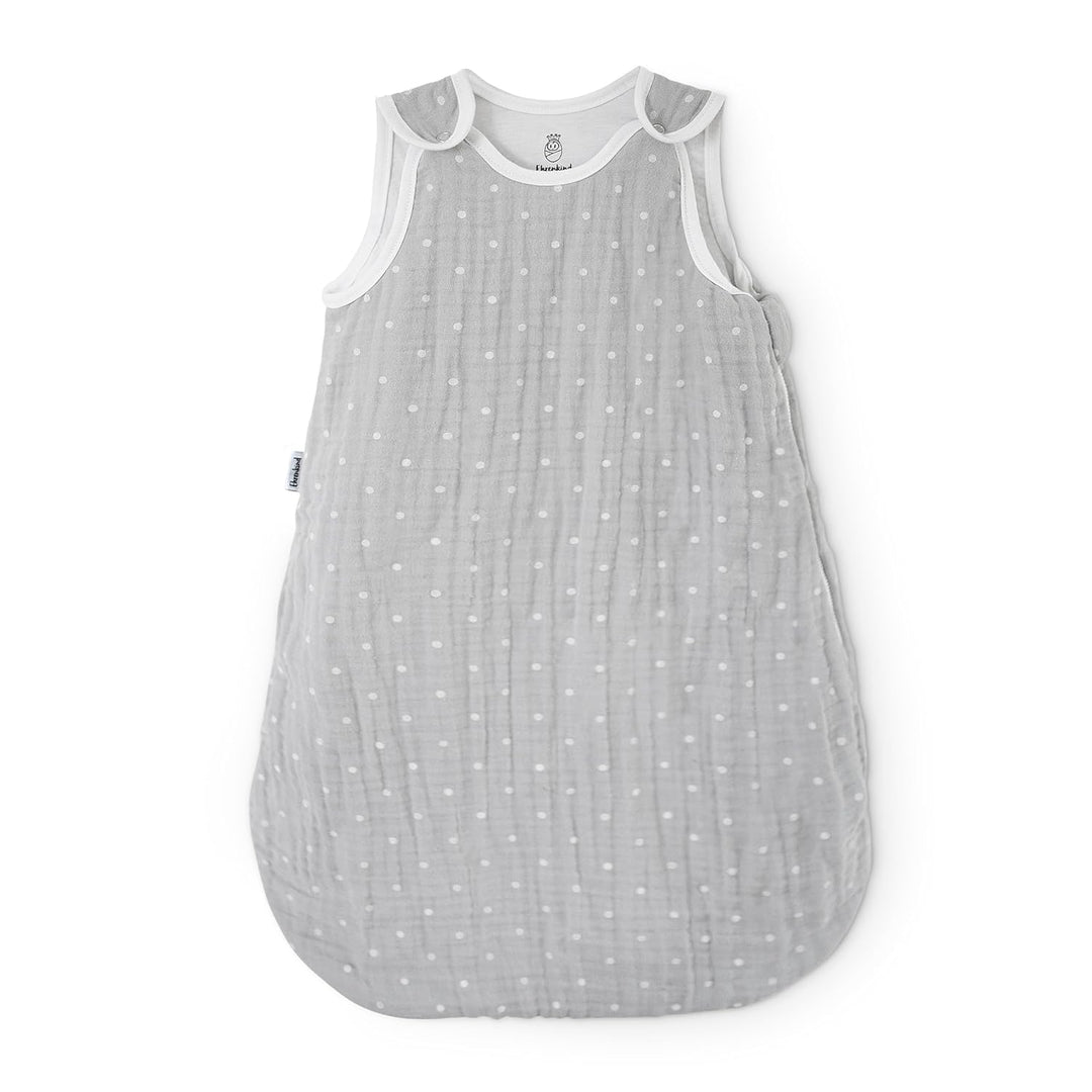 Ehrenkind® Baby Sommerschlafsack Rund | Musselin | Sommer Schlafsack Gr. 86/92 Grau-Weisse Punkte |