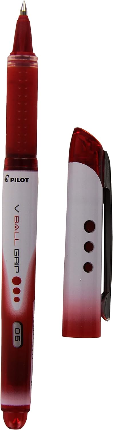 Pilot VBall 5 Grip Tintenroller mit Flüssigtinte 0,5 mm Spitze (12 Stück) – Rot Rot 1 stück (12er Pa