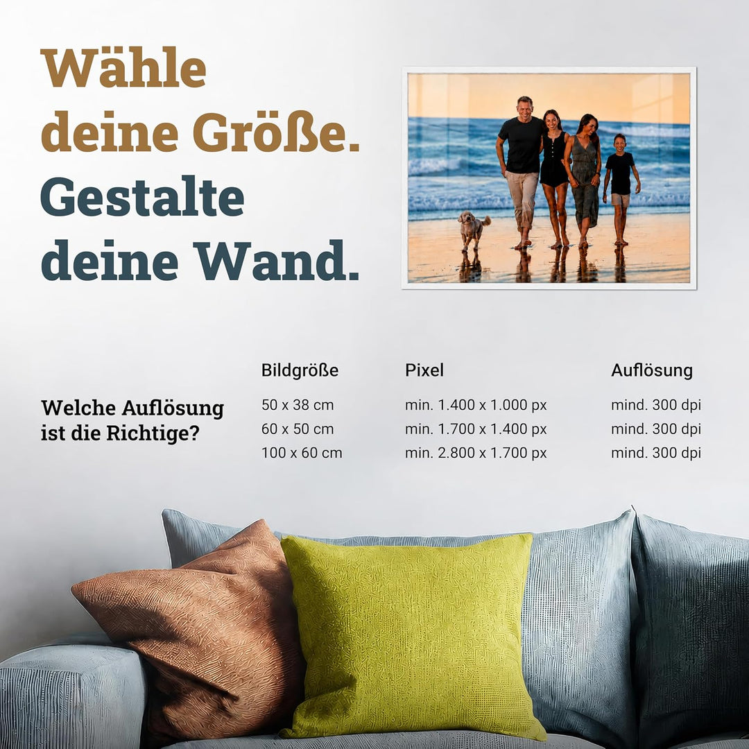 WANDURLAUB - Dein Bild auf Acryl - Komfort Edition XXL - 50x38 cm Acrylglas mit eigenem Foto bedruck