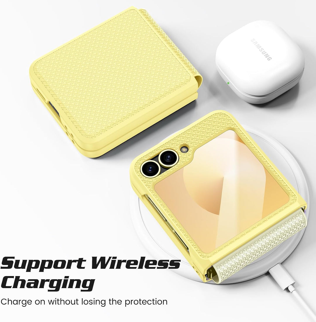 für Samsung Galaxy Flip 6/Z Flip 7 FE Hülle [Not for Flip 7] mit Scharnierschutz & Displayschutzfoli