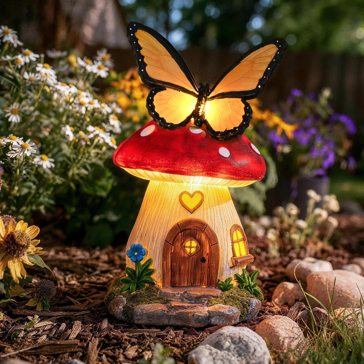 GIGALUMI Solar Schmetterlings Pilzhäuser, Gartendeko für Aussen, Geschenke für Mama, Muttertagsgesch