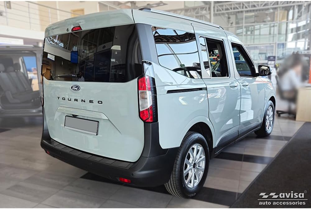 Avisa Schwarz Edelstahl Heckstossstangenschutz kompatibel mit Ford Tourneo Courier II / Transit Cour