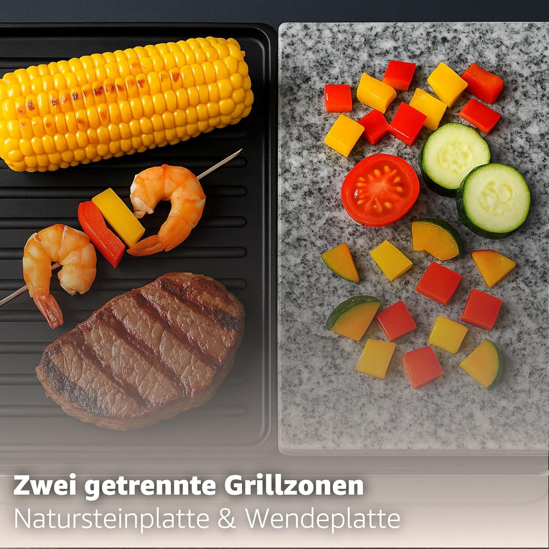 Raclette Set für 8 Personen mit heisser Steinplatte mit Pfannen und Schaber - rostfrei und verstellb