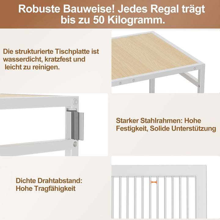 Küchenwagen, Mehrzweck Rollwagen Kuchenrollwagen mitjustierbaren Ablagen, Metallgestell & Industrial