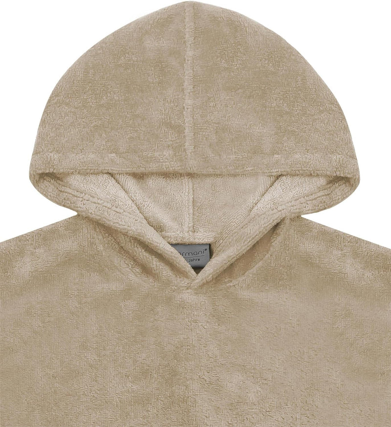 normani Kinder langarm Badeponcho - Frottee Kapuzenhandtuch für Jungen und Mädchen 0 - 2 Jahre Beige