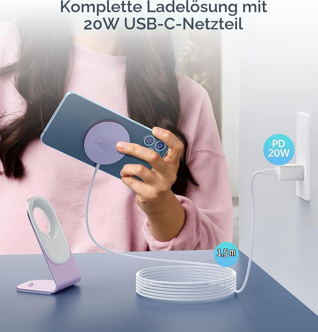 Ladegerät,Wireless Charger mit iPhone ladestation,induktive ladestation,magnetisch Induktionsladeger