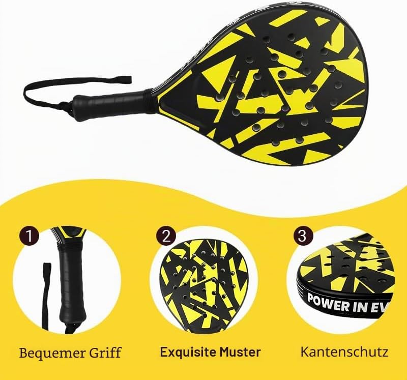 Padelracket 2er-Set mit ABS-Oberfläche und Eva-Schaumkern, für Erwachsene, inklusive Zwei Bällen und