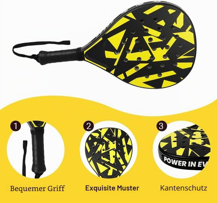 Padelracket 2er-Set mit ABS-Oberfläche und Eva-Schaumkern, für Erwachsene, inklusive Zwei Bällen und