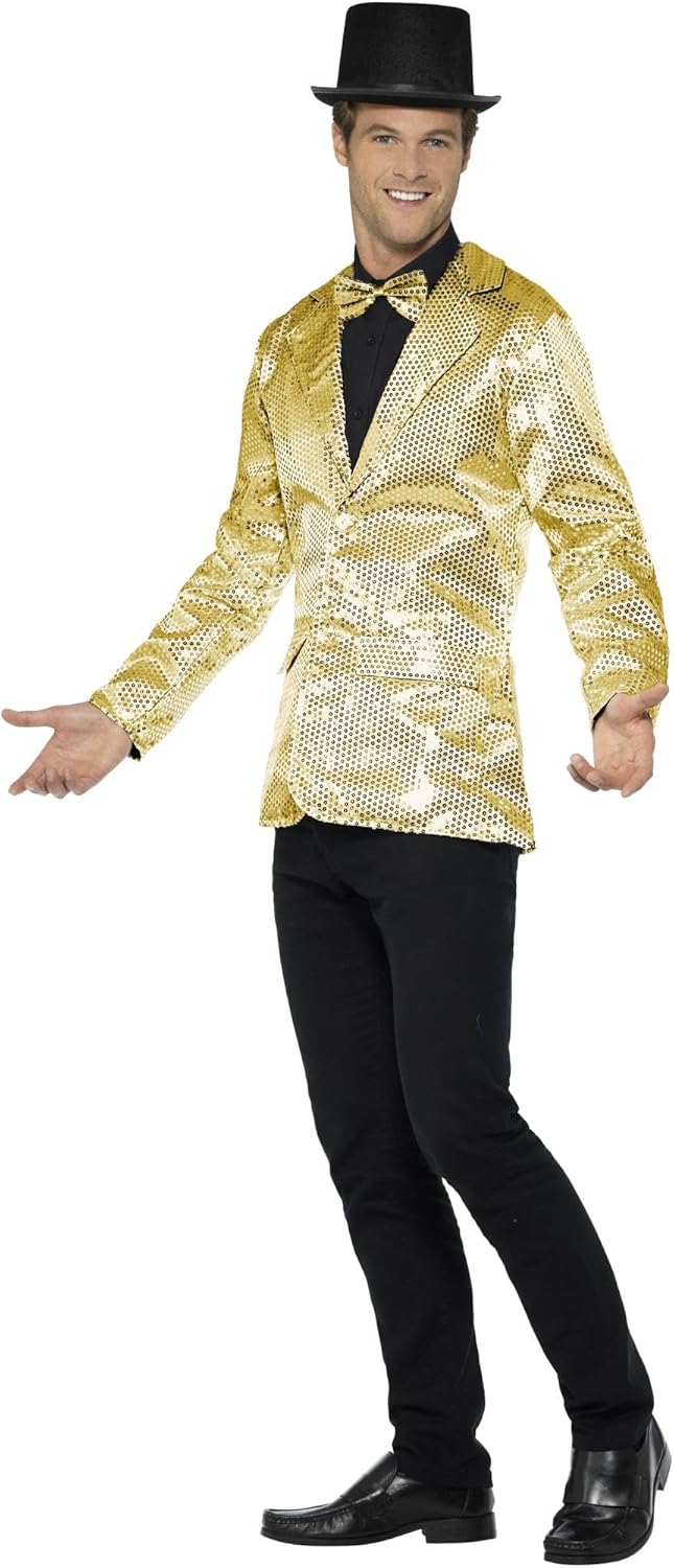 Smiffys, Herren Pailletten Jacke, Gold