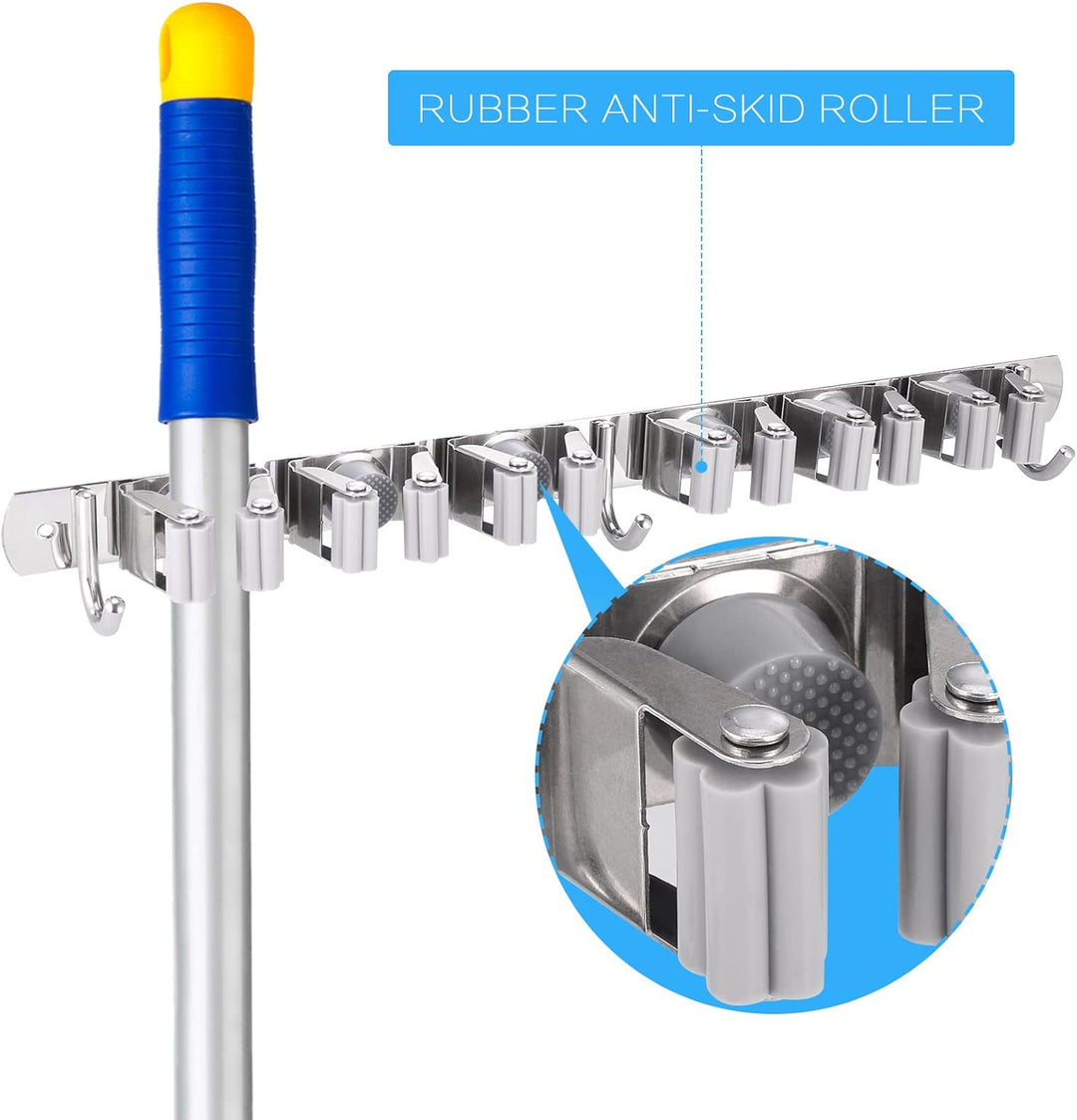 Hejo Besenhalterung Wand, 304 Edelstahl Gerätehalter Besen Mop Halter, Gartengerätehalter, Wandhalte