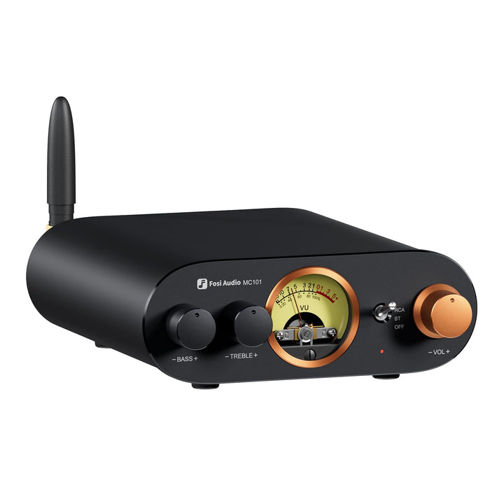 Fosi Audio MC101 Bluetooth 5.3 Hi-Fi Verstärker mit VU Meter, 100W x 2 Stereo Verstärker 2 Kanal mit