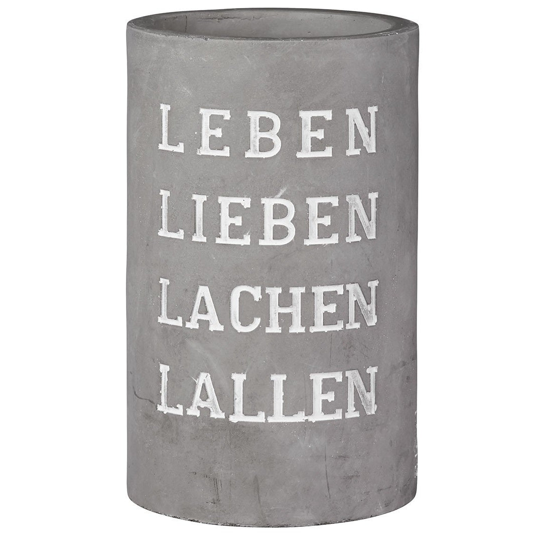 Räder Vino Beton Weinkühler Leben Lieben Lachen Lallen
