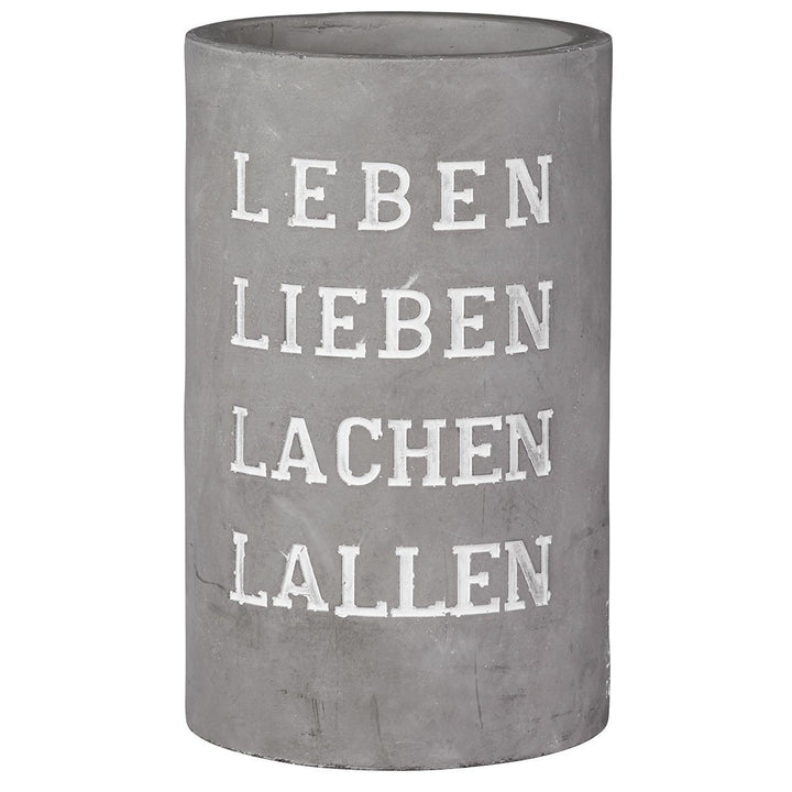 Räder Vino Beton Weinkühler Leben Lieben Lachen Lallen
