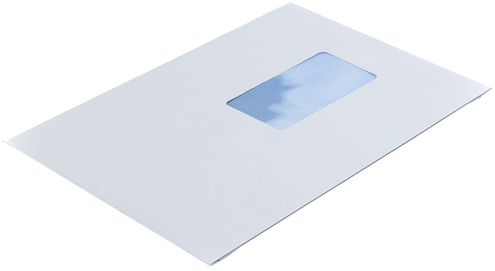 Faltentaschen Versandtaschen, C5, 162 x 229 x 25 mm, weiss, 125 Stück, mit Fenster, Haftklebung mit