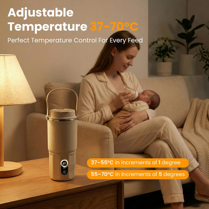 Tragbarer Flaschenwärmer - 2-in-1 Babyflaschenwärmer Schnelles Aufheizen Muttermilch und Wasser, Pas