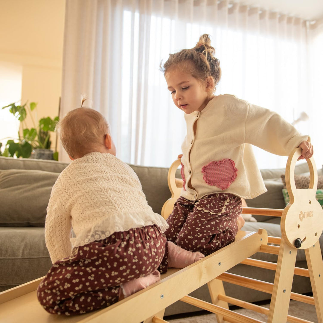 FINOOS Montessori Indoor Spielset: 7-in-1 Klettergerüst mit Rutsche & Bogen für Kleinkinder und Kind