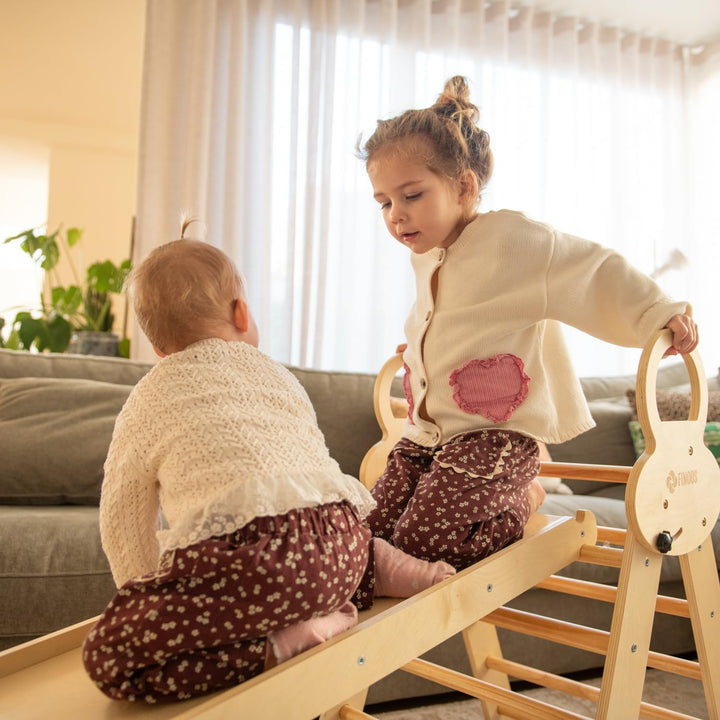 FINOOS Montessori Indoor Spielset: 7-in-1 Klettergerüst mit Rutsche & Bogen für Kleinkinder und Kind