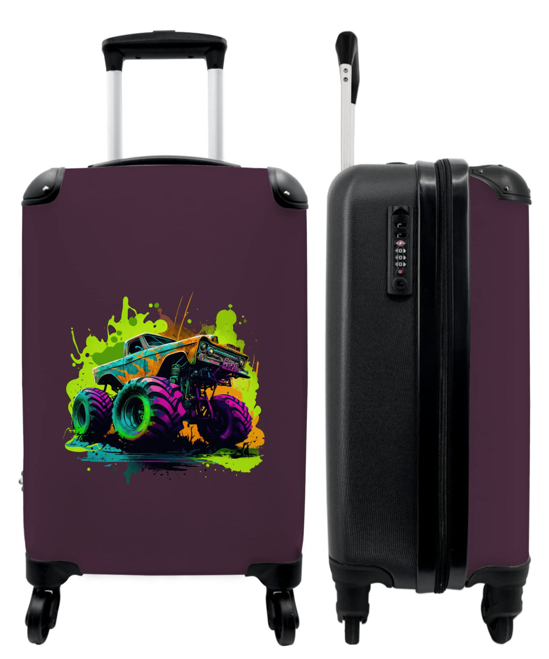 NoBoringSuitcases.com® Koffer Handgepäck Trolley Rollkoffer Kleine Reisekoffer mit 4 Rollen - Monste