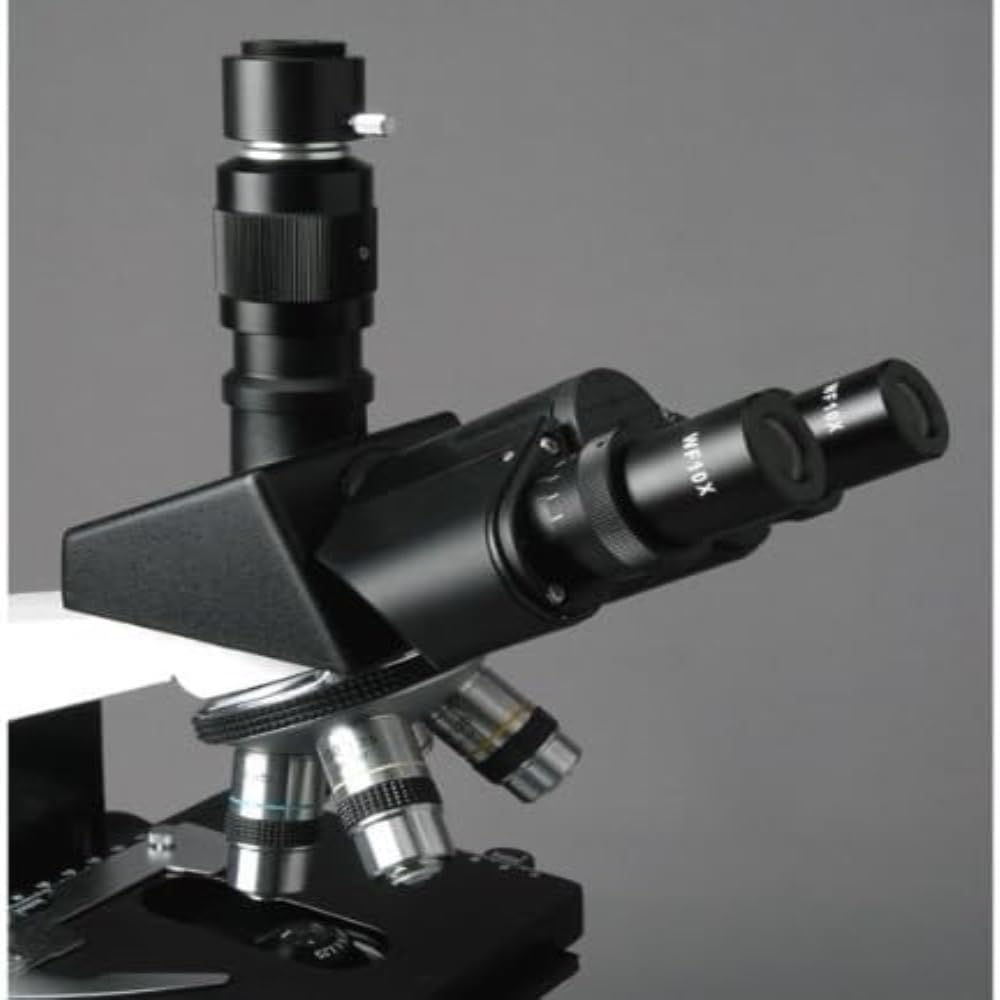 AmScope T490B-DK Trinokulares Zusammengesetztes Dunkelfeldmikroskop, 40X-2000X, 12" x 9" x 16", Weis