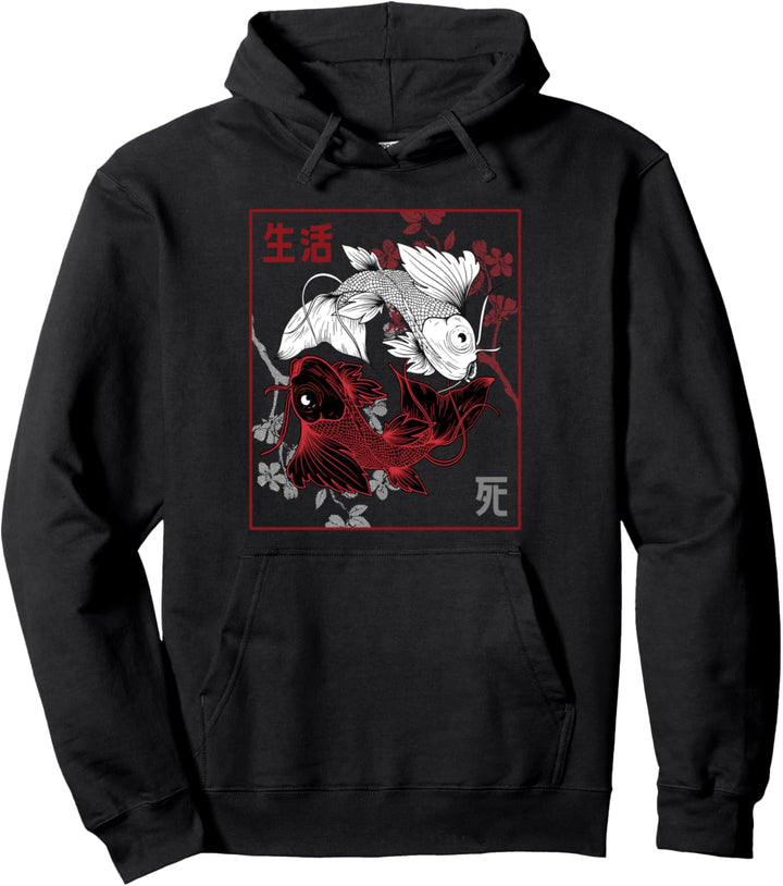 Japanese Koi Carp Nishikigoi Fish Asian Style Cherry Blossom Pullover Hoodie