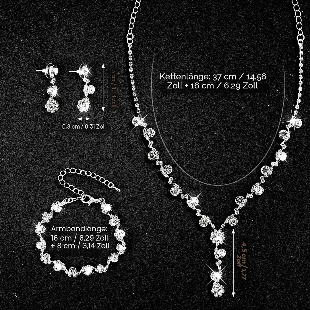 Yolev Brautschmuck Set Silber Clutch Geldbörse Bling Bling Abendessen Tasche Strass Schmuckset Choke