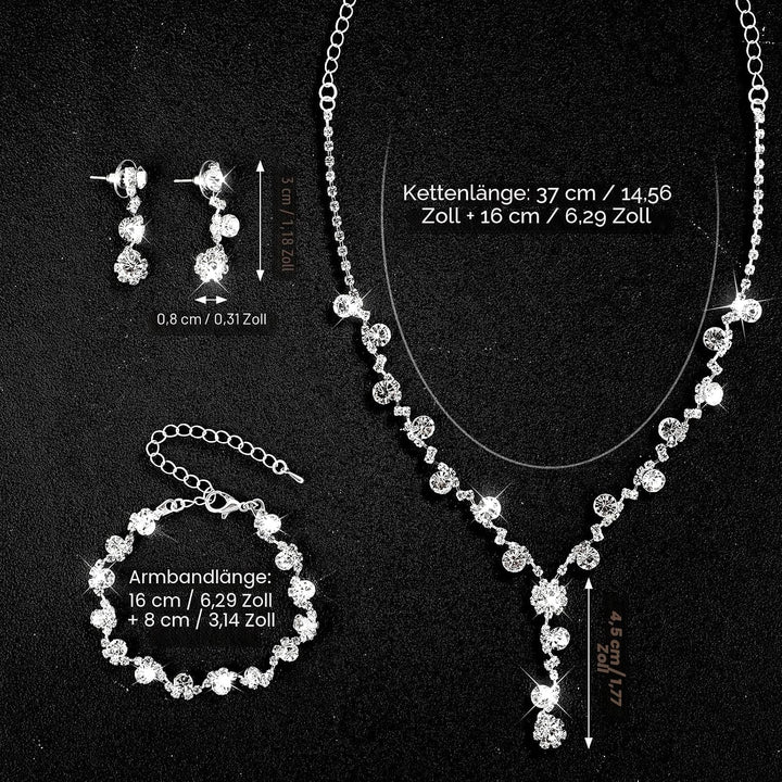 Yolev Brautschmuck Set Silber Clutch Geldbörse Bling Bling Abendessen Tasche Strass Schmuckset Choke