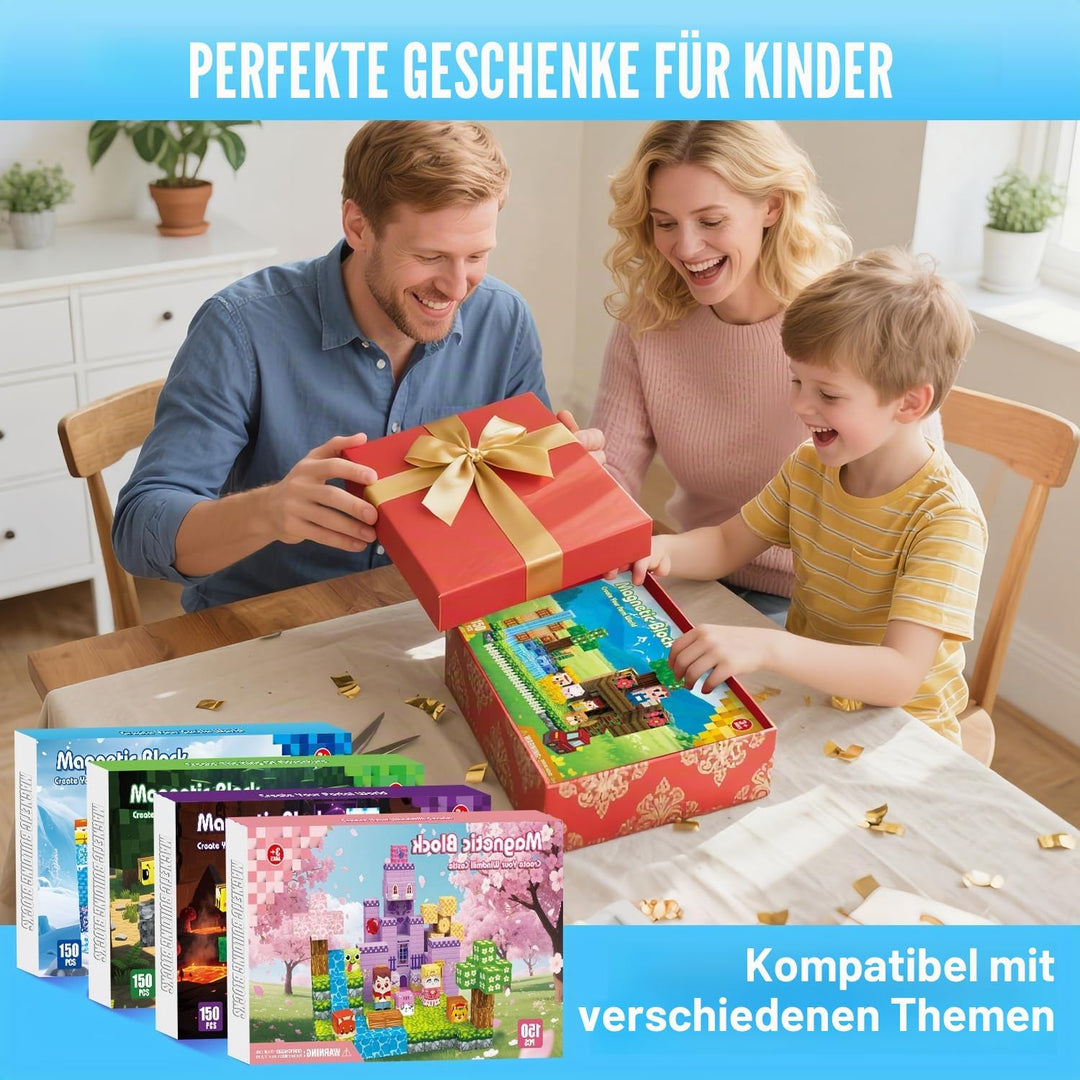 Magnetische Bausteine, Magnetische Bauklötze 150 PCS für 3+ Jahre, Magnetic Blocks Spielzeug-Sets fü
