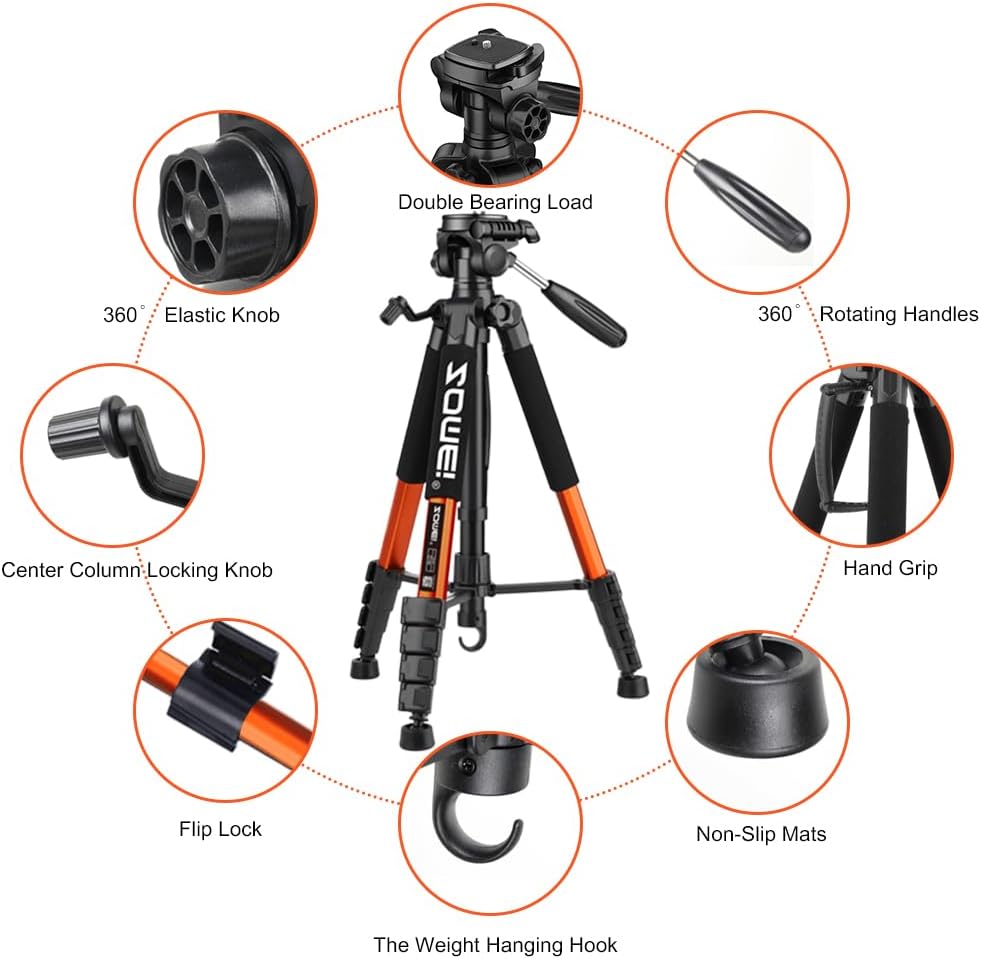 ZOMEi 188cm Stativ Heavy Duty Tall Tripod Stand, Professional Travel Video Tripod Kompatibel mit DSL