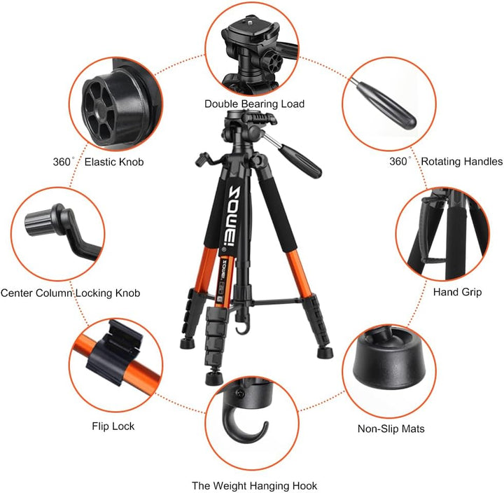 ZOMEi 188cm Stativ Heavy Duty Tall Tripod Stand, Professional Travel Video Tripod Kompatibel mit DSL