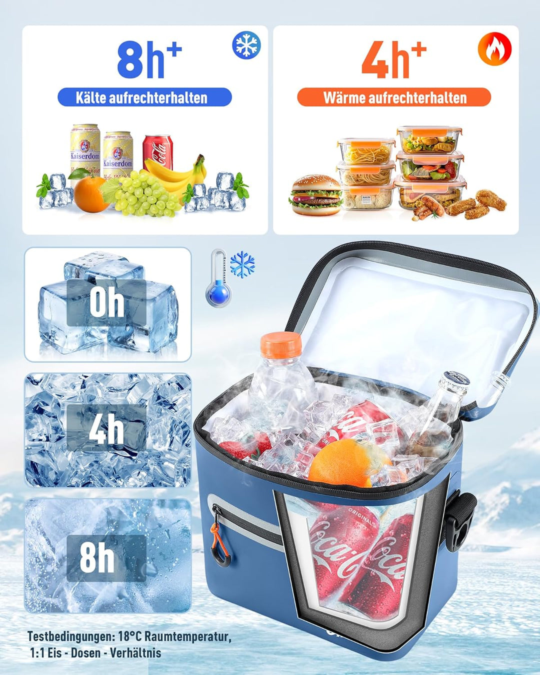 Kühltasche 7/14/24L - Isoliert & Wasserdicht | Tragbare Mini-Kühltasche mit Thermo-Iso-Schicht | Lei
