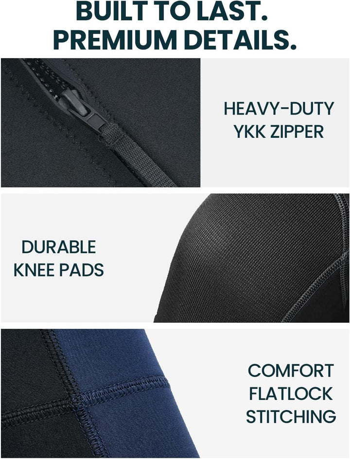 Owntop Herren Damen Ganzkörper 3/2mm Neoprenanzug, Ultra-Stretch Langarm Winter Neoprenanzug, Rücken