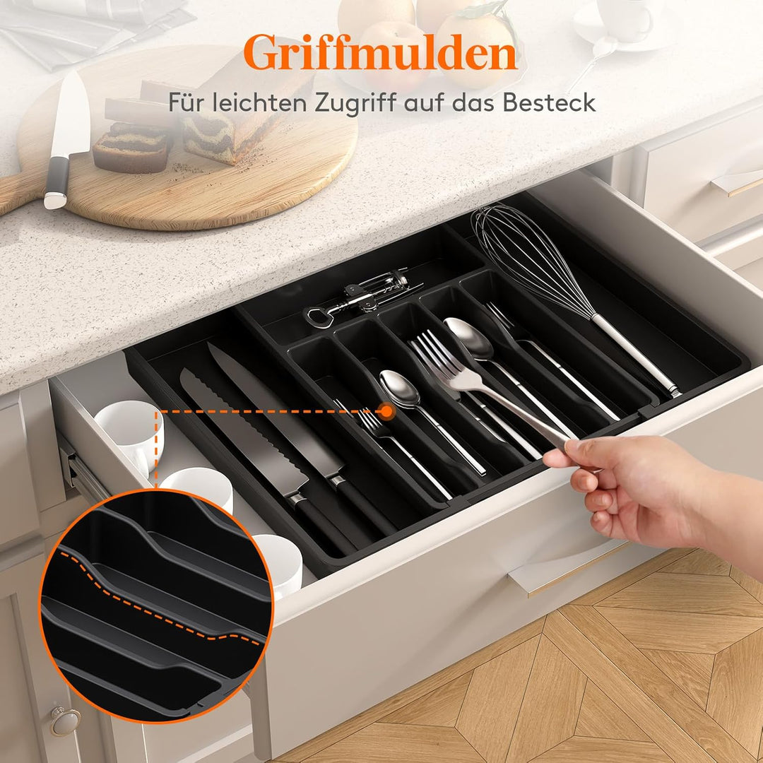 Lifewit Besteckkasten für Schubladen, Verstellbarer küchenutensilienhalter Tiefe 42,4 cm, Grosser Kü